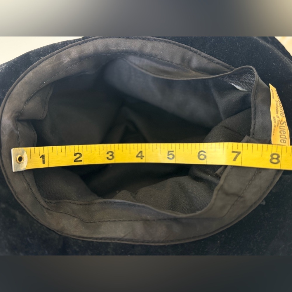 vintage 80s 90s color block leather suede bucket hat - Picture 7 of 8